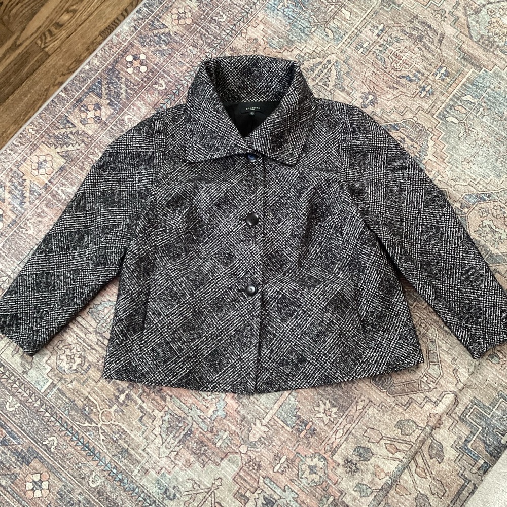 Talbots Woman Black and White Plaid Jacket Size 22W